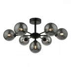 Cohen Modern 7 Light Semi Flush Fitting In Matt Black With Smoked Glass Shades COH3422-01