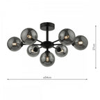Cohen Modern 7 Light Semi Flush Fitting In Matt Black With Smoked Glass Shades COH3422-01