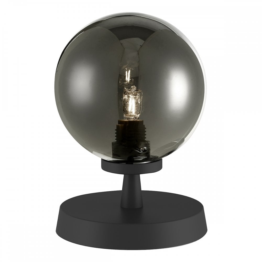 Esben Touch Table Lamp In Matt Black Finish With Smoked Glass Shade ESB4122-01