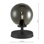 Esben Touch Table Lamp In Matt Black Finish With Smoked Glass Shade ESB4122-01