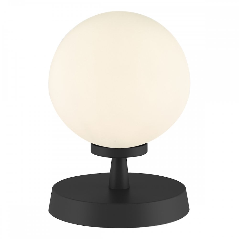 Esben Touch Table Lamp In Matt Black Finish With Opal Glass Shade ESB4122-02