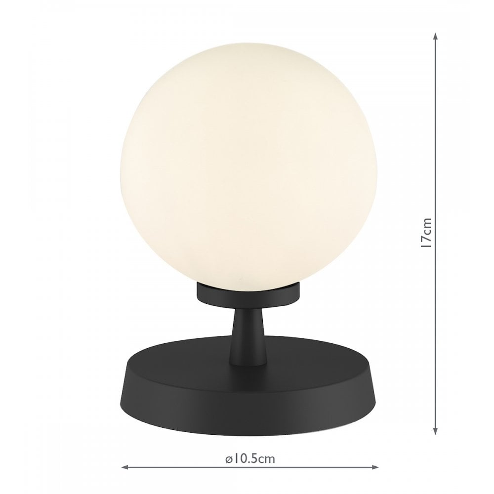 Esben Touch Table Lamp In Matt Black Finish With Opal Glass Shade ESB4122-02