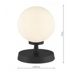 Esben Touch Table Lamp In Matt Black Finish With Opal Glass Shade ESB4122-02