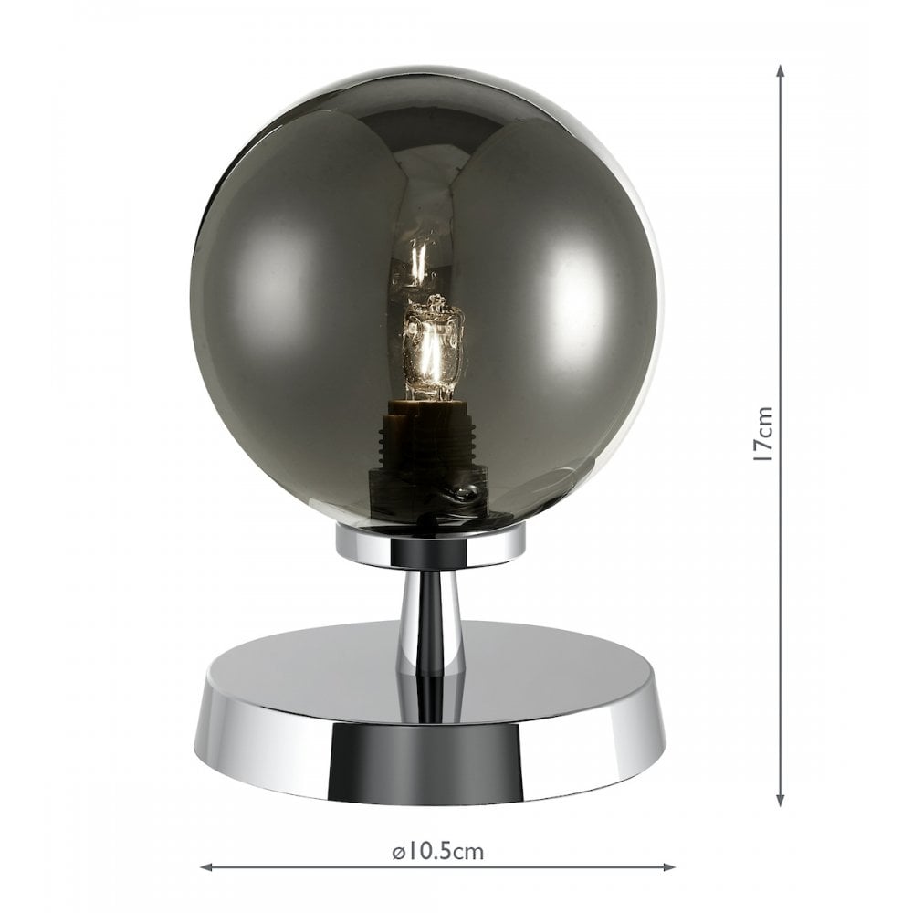Esben Touch Table Lamp In Polished Chrome Finish With Smoked Glass Shade ESB4150-01