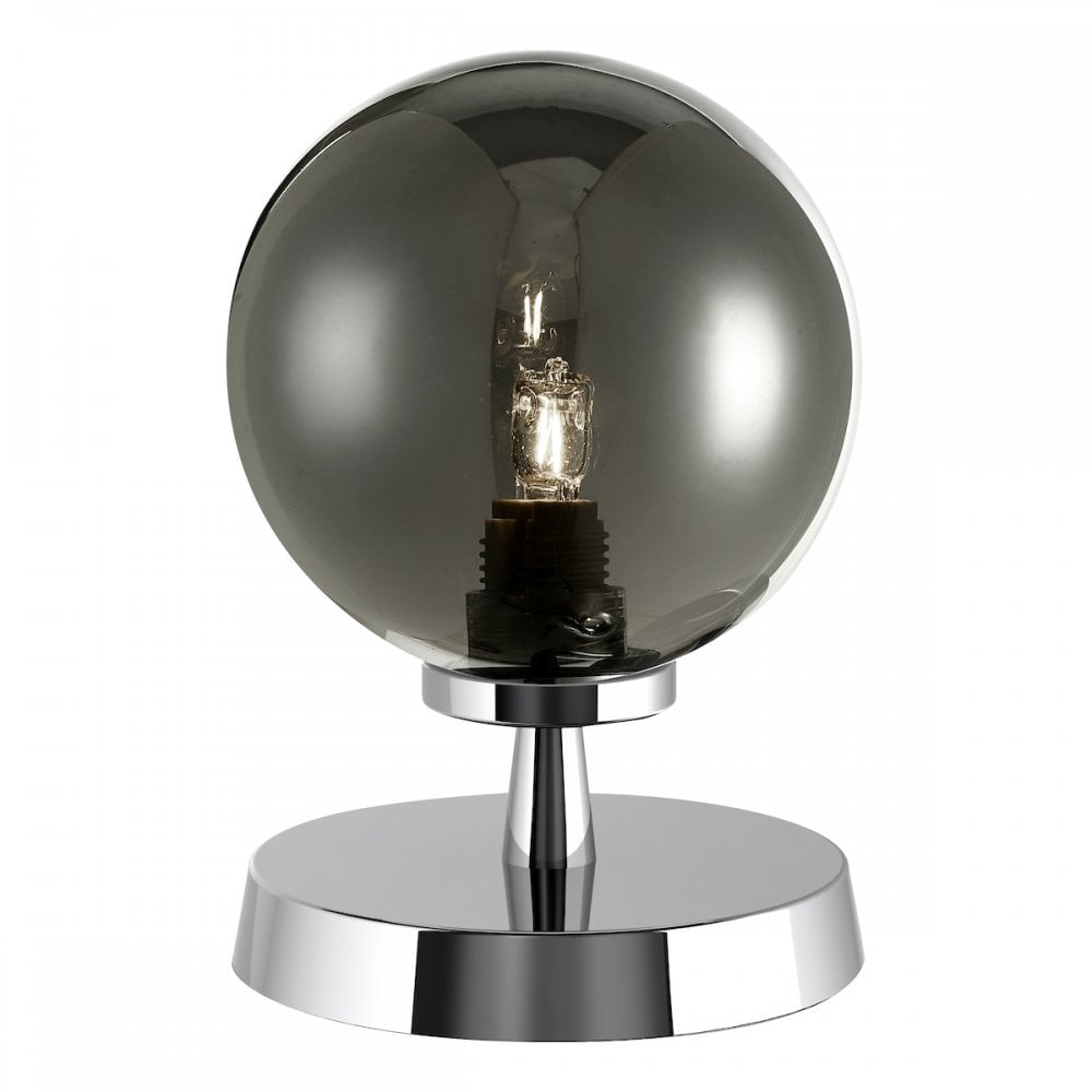 Esben Touch Table Lamp In Polished Chrome Finish With Smoked Glass Shade ESB4150-01