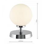 Esben Touch Table Lamp In Polished Chrome Finish With Opal Glass Shade ESB4150-02