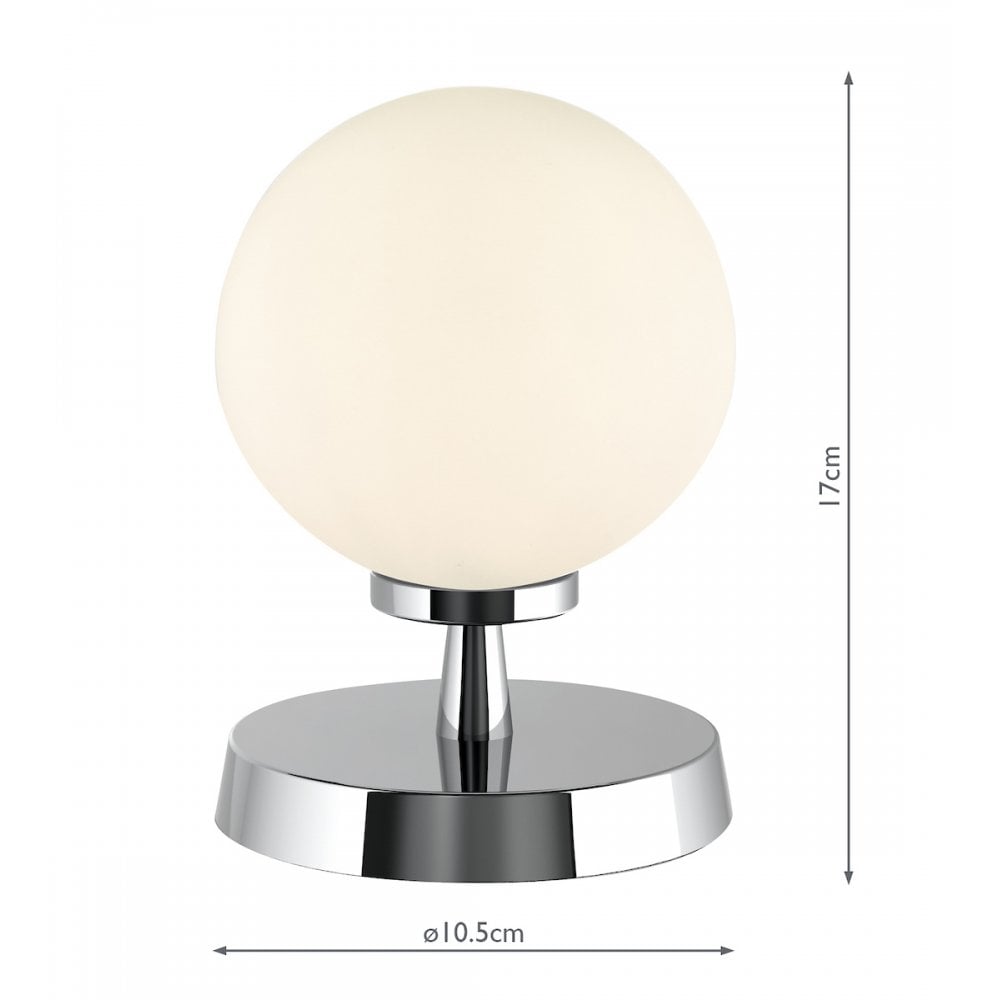 Esben Touch Table Lamp In Polished Chrome Finish With Opal Glass Shade ESB4150-02