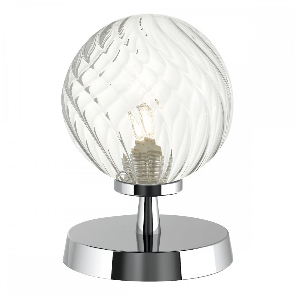Esben Touch Table Lamp In Polished Chrome With Twisted Glass Shade ESB4150-03
