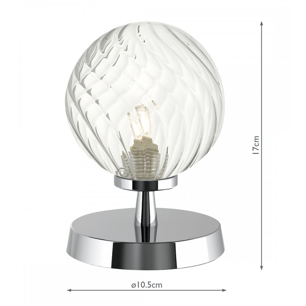 Esben Touch Table Lamp In Polished Chrome With Twisted Glass Shade ESB4150-03