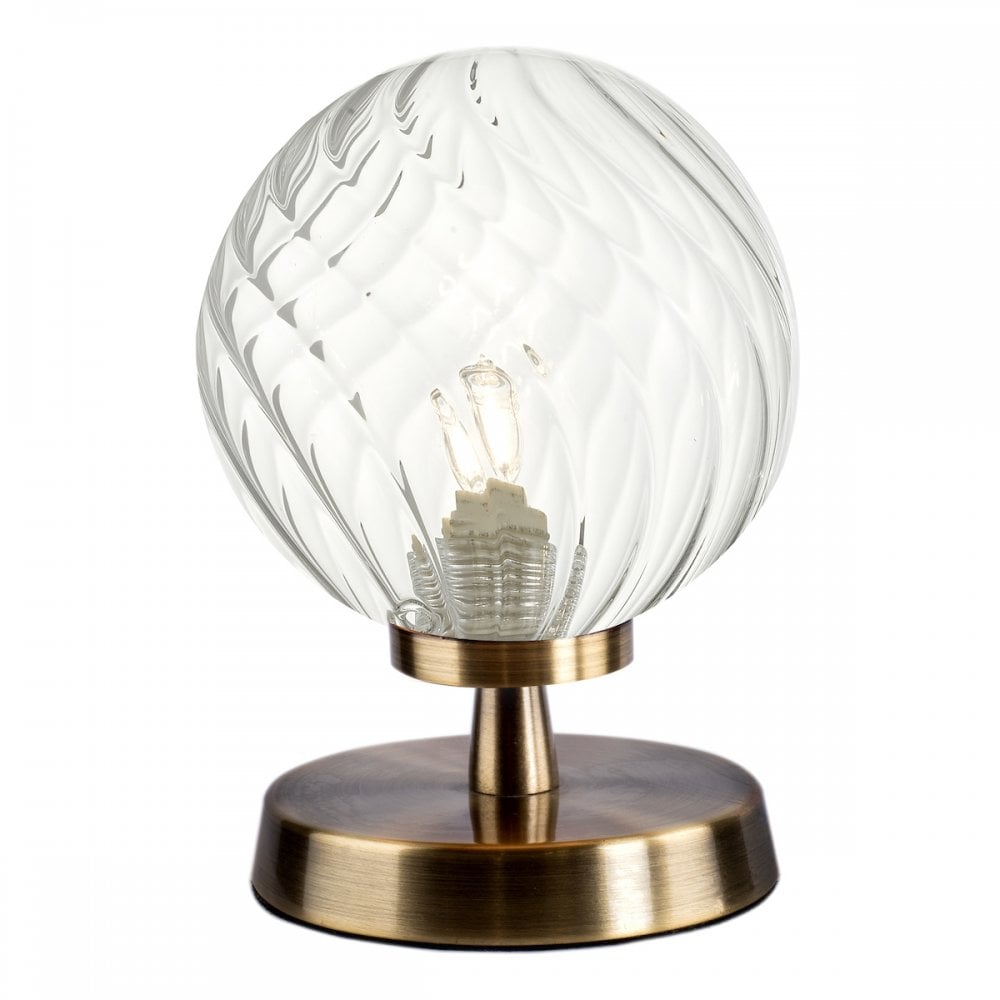 Esben Touch Table Lamp In Antique Brass With Twisted Glass Shade ESB4175-03