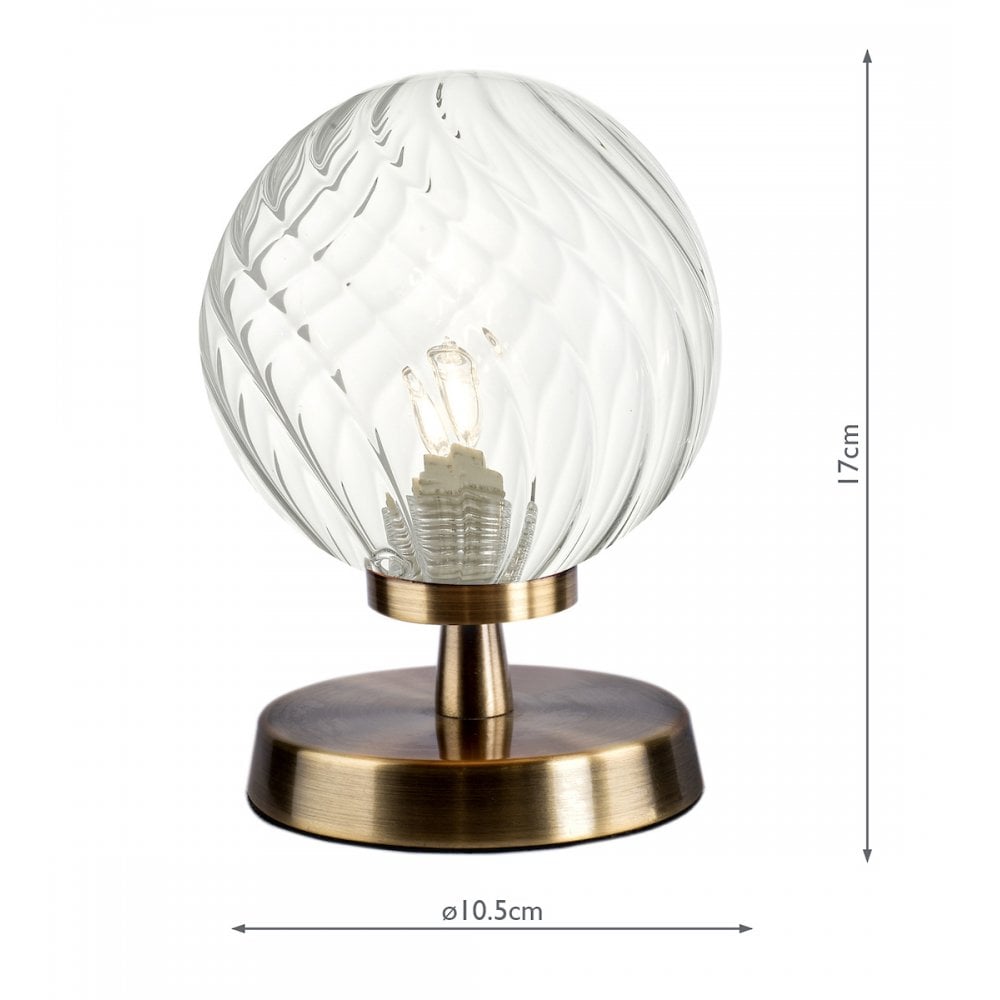 Esben Touch Table Lamp In Antique Brass With Twisted Glass Shade ESB4175-03