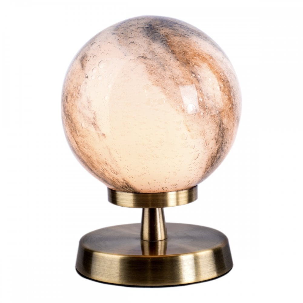 Esben Touch Table Lamp In Antique Brass With Planet Glass Shade ESB4175-07