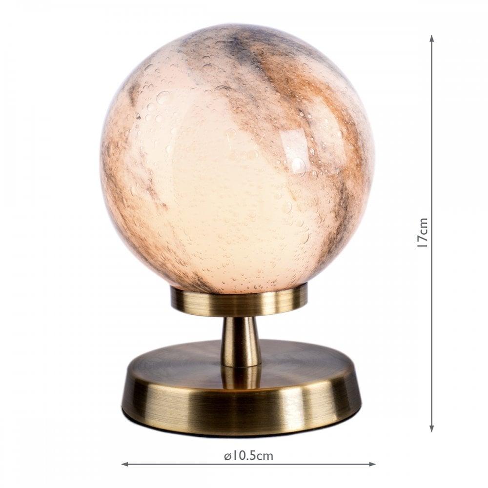 Esben Touch Table Lamp In Antique Brass With Planet Glass Shade ESB4175-07