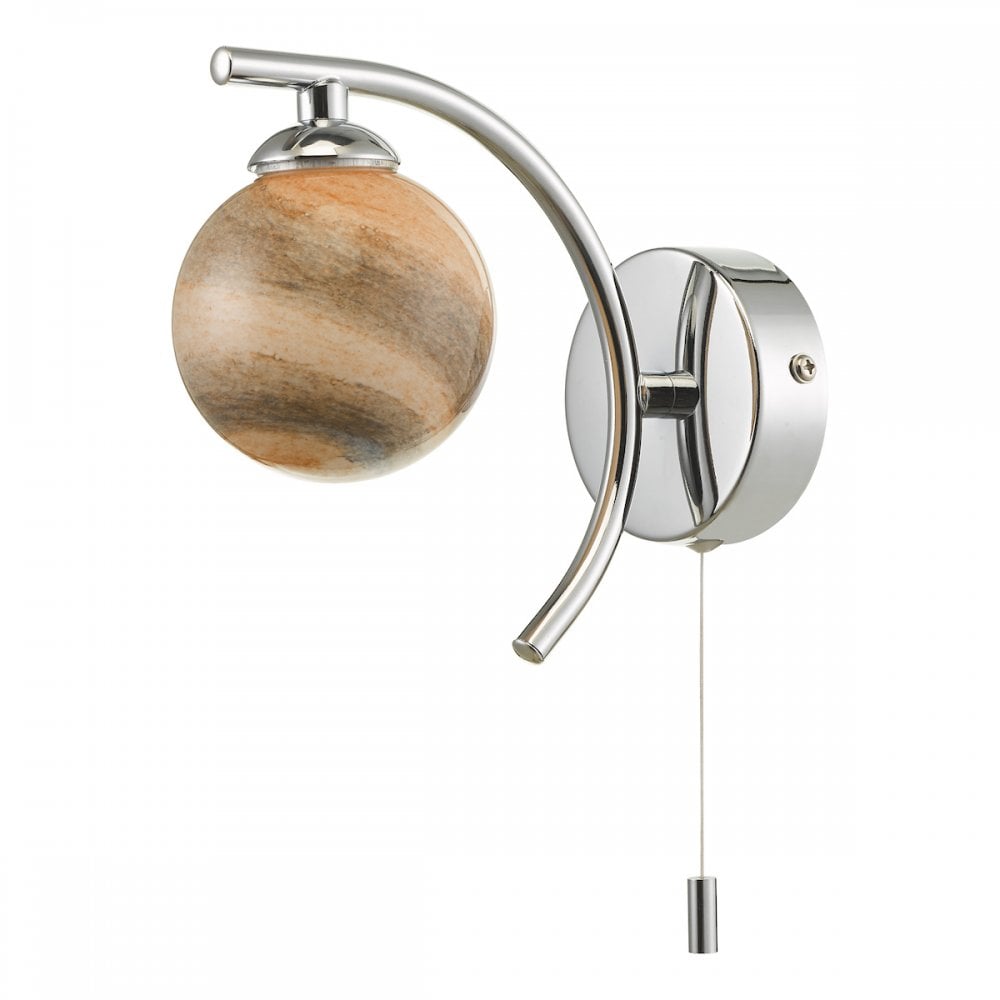 Atiya Wall Light In Polished Chrome With Planet Glass Shade ATI0750-07
