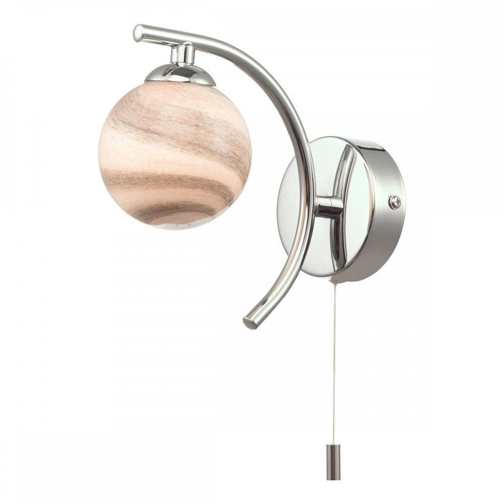 Atiya Wall Light In Polished Chrome With Planet Glass Shade ATI0750-07