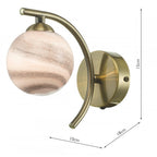 Atiya Wall Light In Antique Brass With Planet Glass Shade ATI0775-07