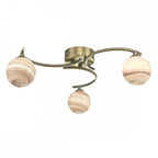 Atiya 3 Light Semi Flush Fitting In Antique Brass With Planet Glass Shade ATI5375-07