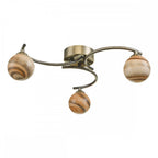 Atiya 3 Light Semi Flush Fitting In Antique Brass With Planet Glass Shade ATI5375-07