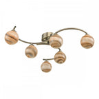 Atiya 6 Light Semi Flush Fitting In Antique Brass With Planet Glass Shade ATI6475-07