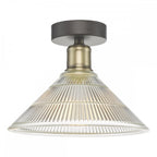 Boyd 1 Light Flush Ceiling Light In Antique Brass with Glass Shade BOY0175