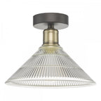 Boyd 1 Light Flush Ceiling Light In Antique Brass with Glass Shade BOY0175