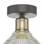 Boyd 1 Light Flush Ceiling Light In Antique Brass with Glass Shade BOY0175