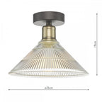 Boyd 1 Light Flush Ceiling Light In Antique Brass with Glass Shade BOY0175