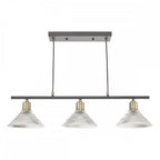 Boyd 3 Light Bar Ceiling Light In Antique Brass With Glass Shades BOY0375