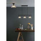 Boyd 3 Light Bar Ceiling Light In Antique Brass With Glass Shades BOY0375