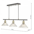 Boyd 3 Light Bar Ceiling Light In Antique Brass With Glass Shades BOY0375