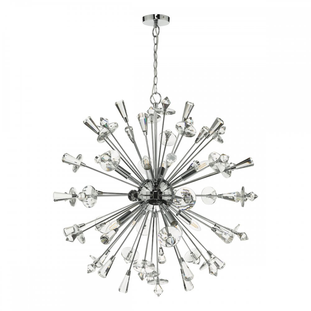 Exodus Stunning 8 Light Ceiling Pendant In Chrome Finish With Crystal Detail EXO0850