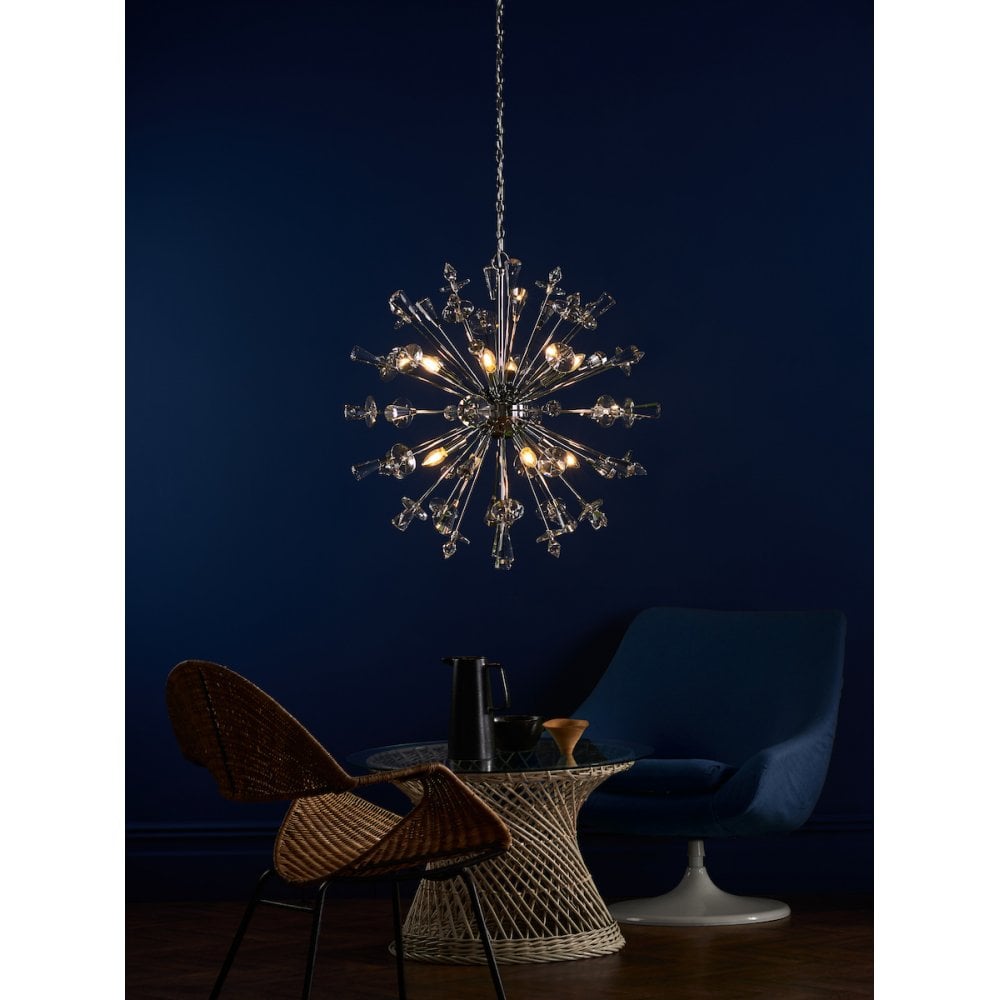 Exodus Stunning 8 Light Ceiling Pendant In Chrome Finish With Crystal Detail EXO0850