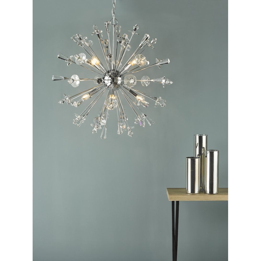 Exodus Stunning 8 Light Ceiling Pendant In Chrome Finish With Crystal Detail EXO0850