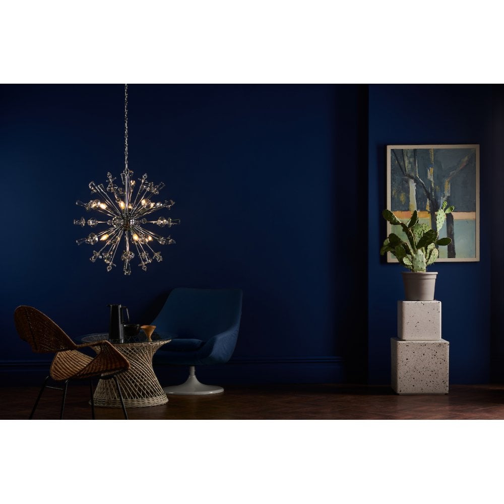 Exodus Stunning 8 Light Ceiling Pendant In Chrome Finish With Crystal Detail EXO0850