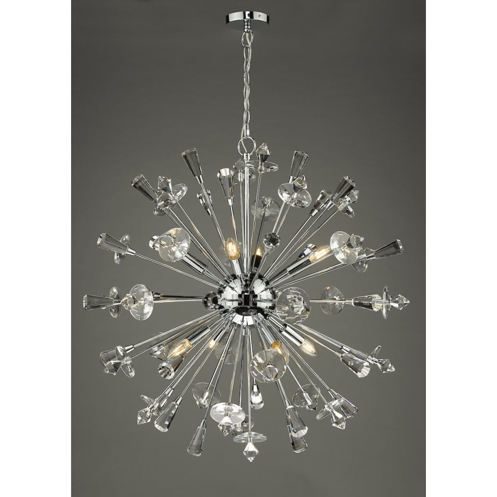 Exodus Stunning 8 Light Ceiling Pendant In Chrome Finish With Crystal Detail EXO0850
