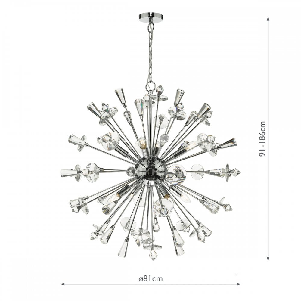 Exodus Stunning 8 Light Ceiling Pendant In Chrome Finish With Crystal Detail EXO0850