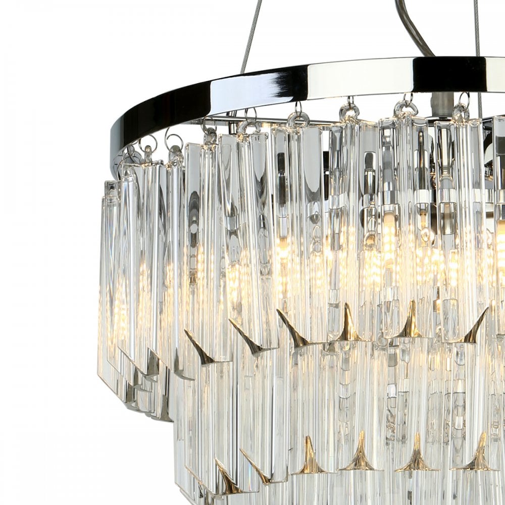 Fame Stunning 5 Light Ceiling Pendant In Nickel Finish With Heavy Sculptured Glass FAM0538