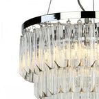 Fame Stunning 5 Light Ceiling Pendant In Nickel Finish With Heavy Sculptured Glass FAM0538