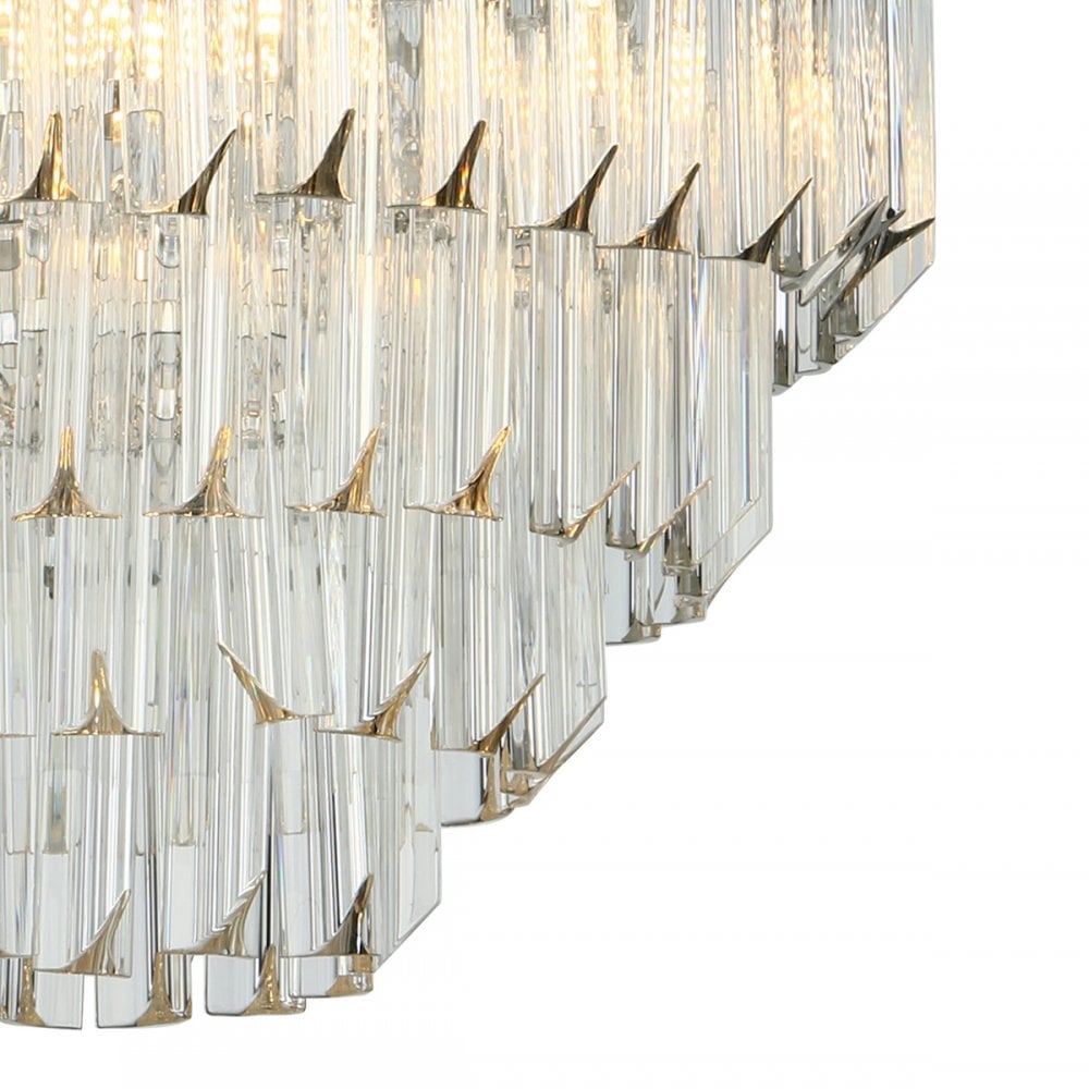 Fame Stunning 5 Light Ceiling Pendant In Nickel Finish With Heavy Sculptured Glass FAM0538
