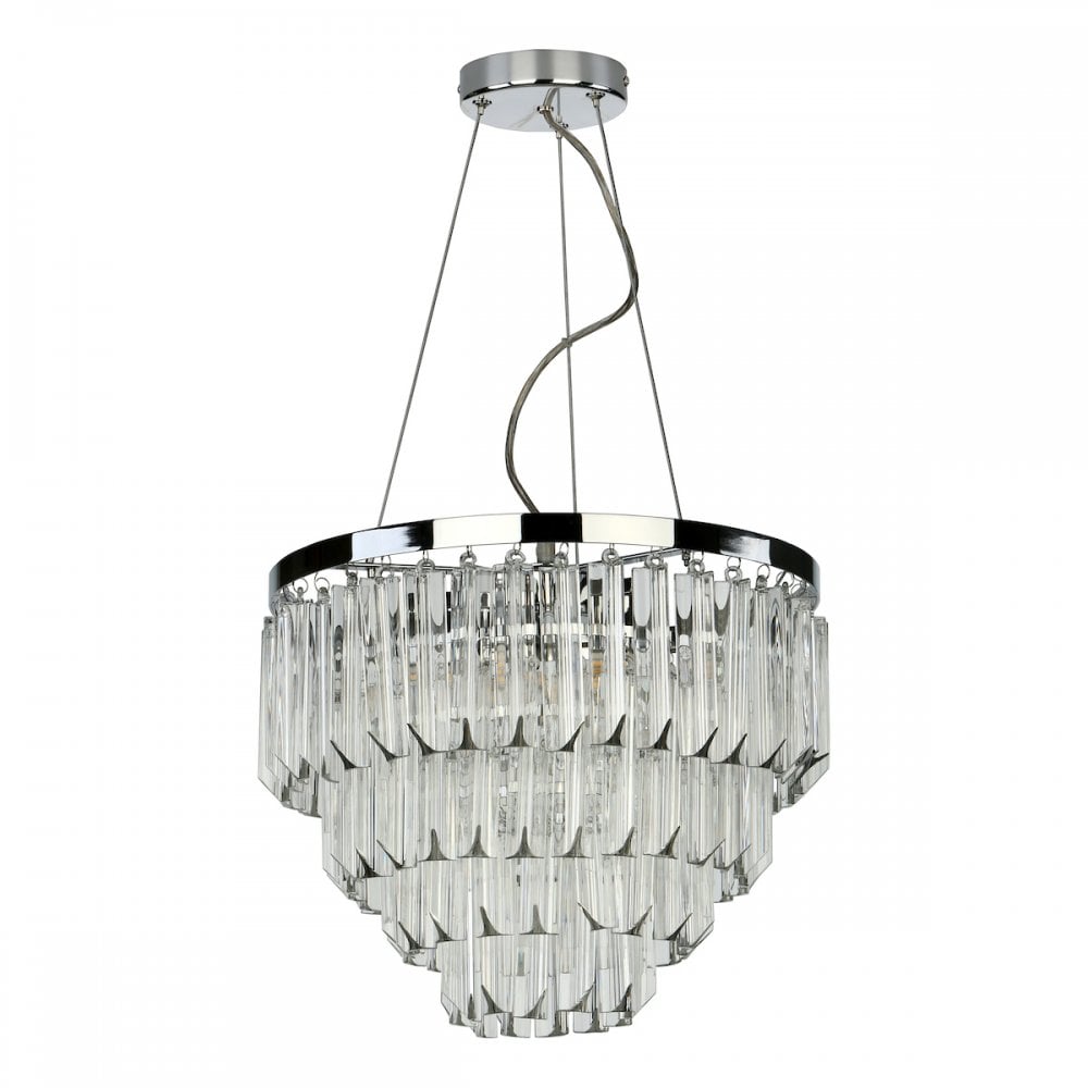 Fame Stunning 5 Light Ceiling Pendant In Nickel Finish With Heavy Sculptured Glass FAM0538