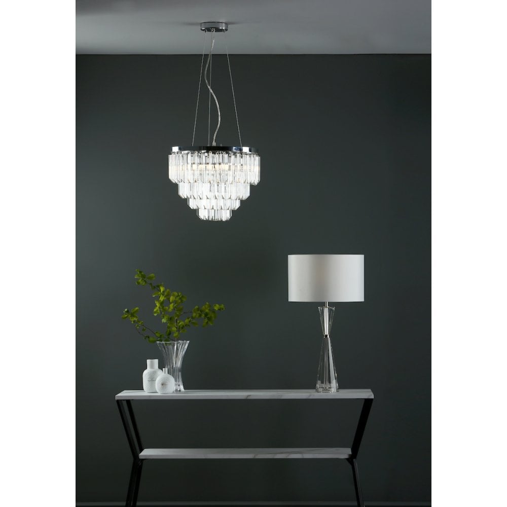 Fame Stunning 5 Light Ceiling Pendant In Nickel Finish With Heavy Sculptured Glass FAM0538