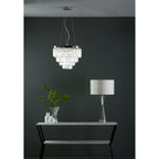 Fame Stunning 5 Light Ceiling Pendant In Nickel Finish With Heavy Sculptured Glass FAM0538