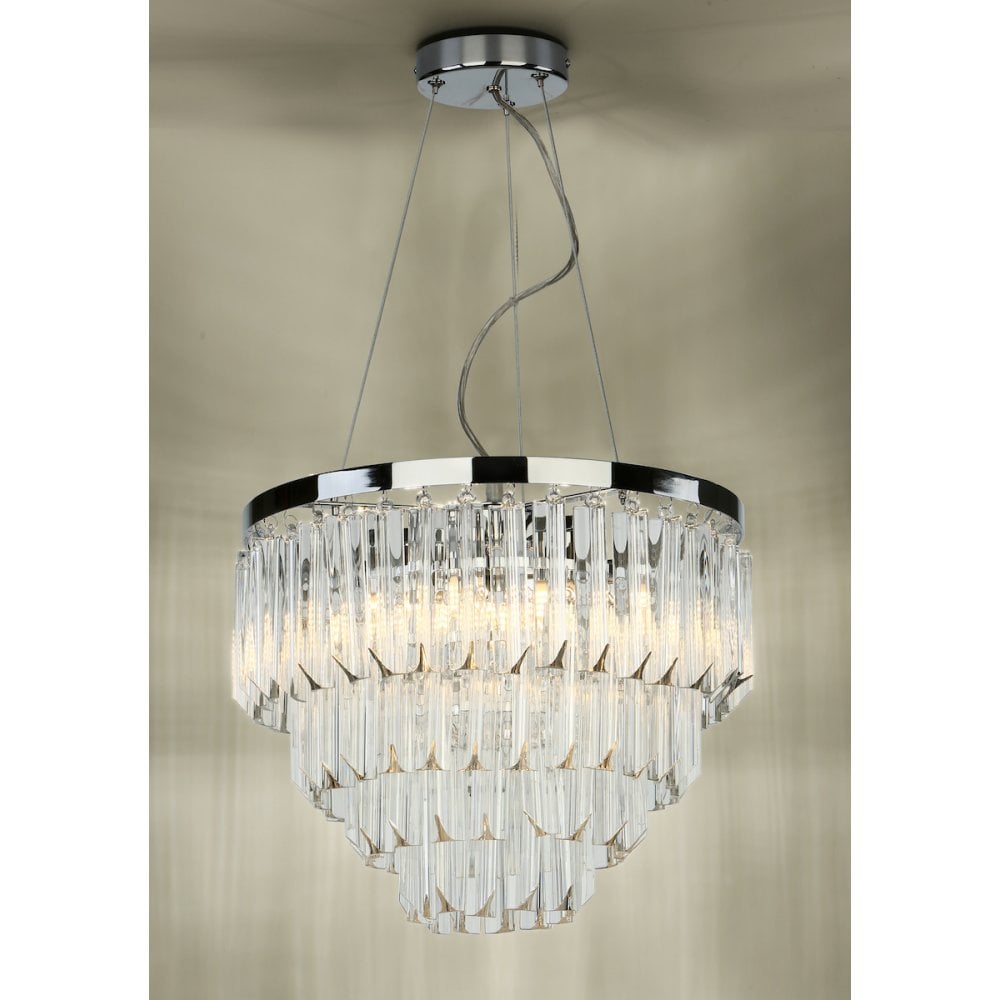Fame Stunning 5 Light Ceiling Pendant In Nickel Finish With Heavy Sculptured Glass FAM0538