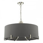 Veyron Stunning 6 Light Ceiling Pendant In Nickel Finish With Silk Grey Shade VEY0639