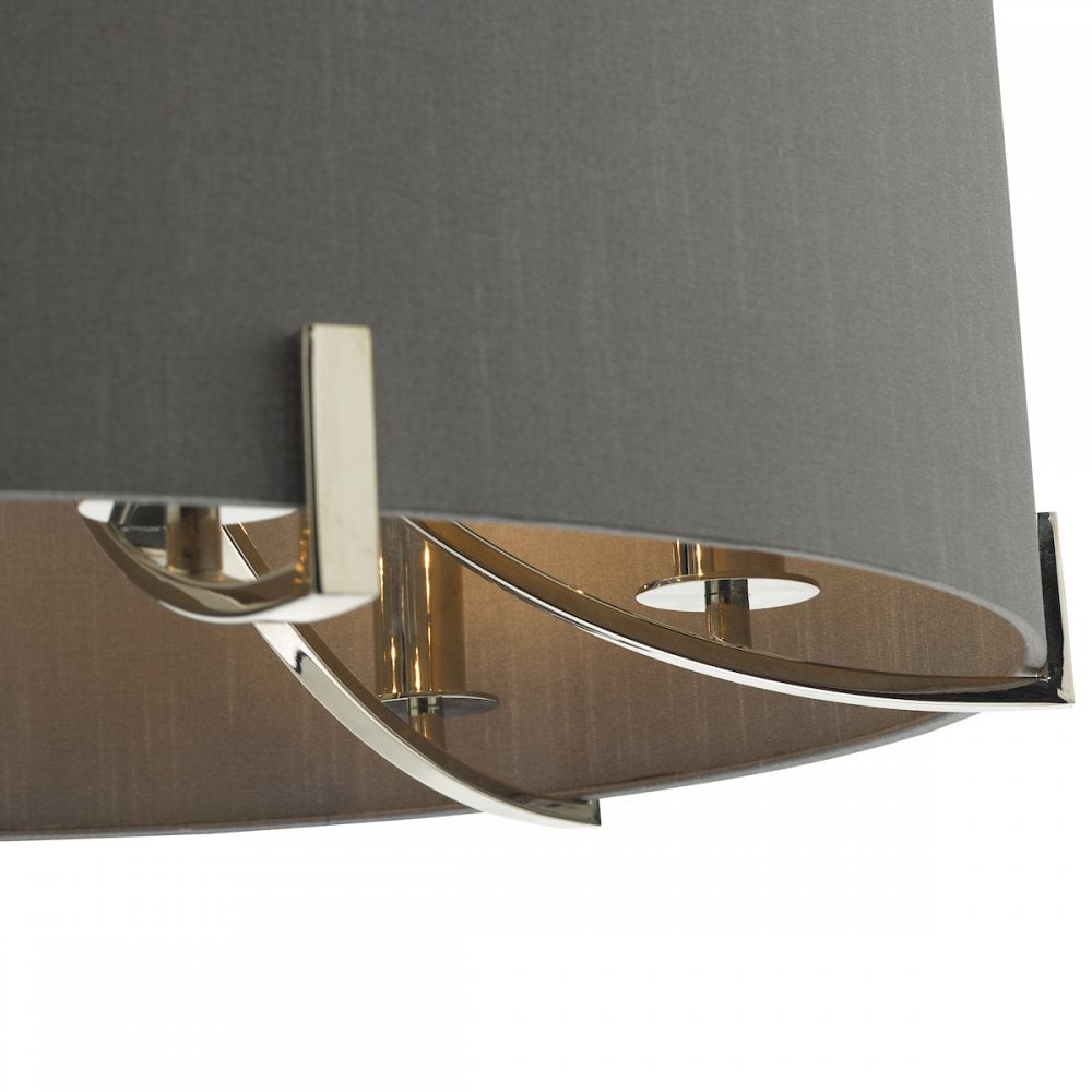 Veyron Stunning 6 Light Ceiling Pendant In Nickel Finish With Silk Grey Shade VEY0639