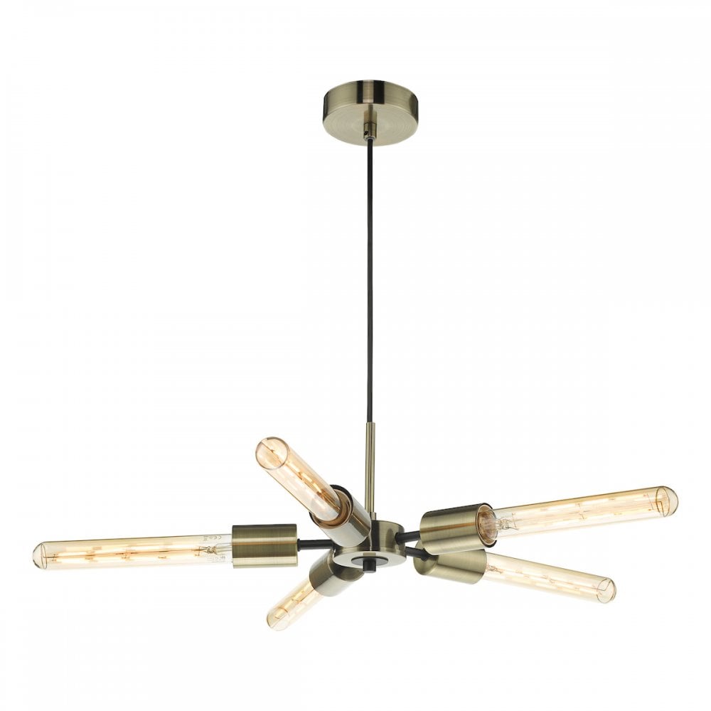 Onika Modern 5 Light Ceiling Pendant In Antique Brass And Matt Black Finish ONI0575
