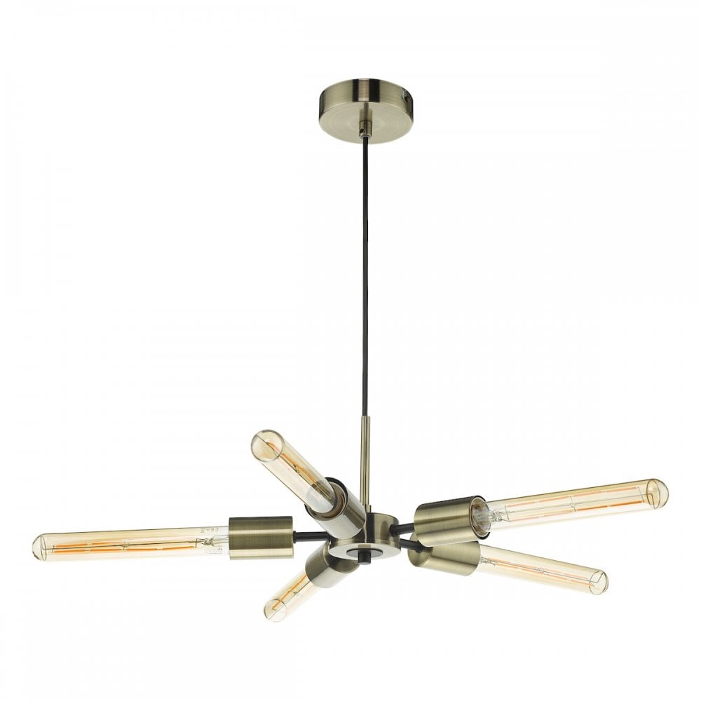 Onika Modern 5 Light Ceiling Pendant In Antique Brass And Matt Black Finish ONI0575