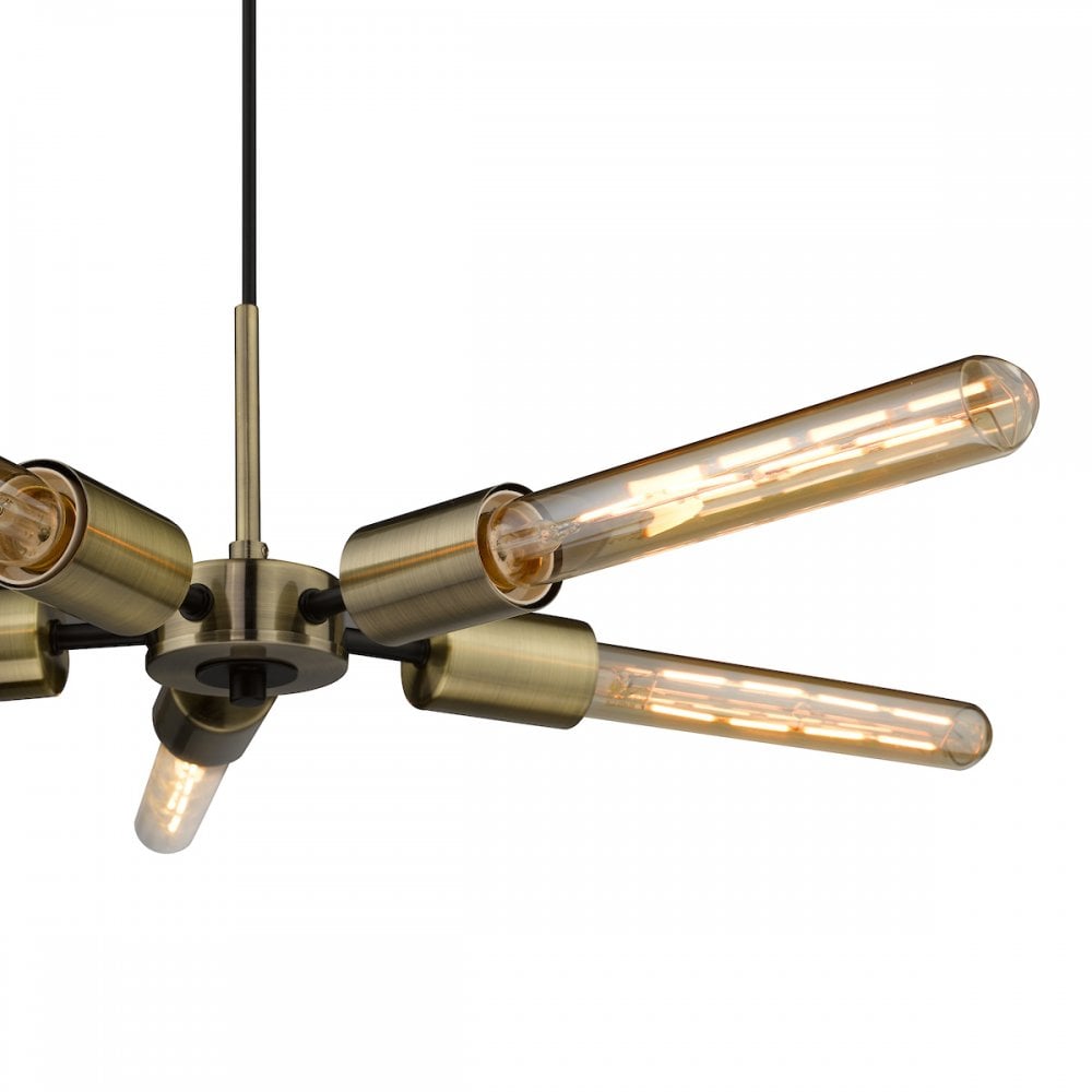 Onika Modern 5 Light Ceiling Pendant In Antique Brass And Matt Black Finish ONI0575