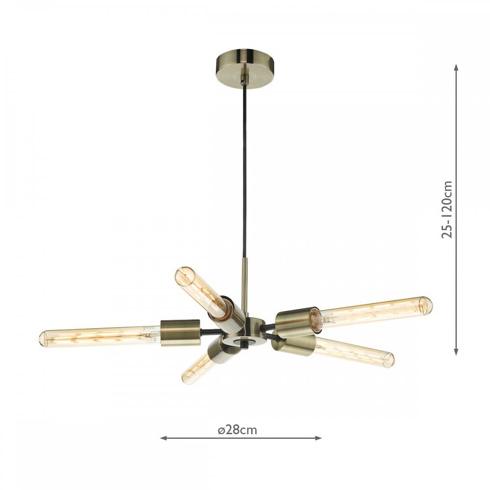 Onika Modern 5 Light Ceiling Pendant In Antique Brass And Matt Black Finish ONI0575