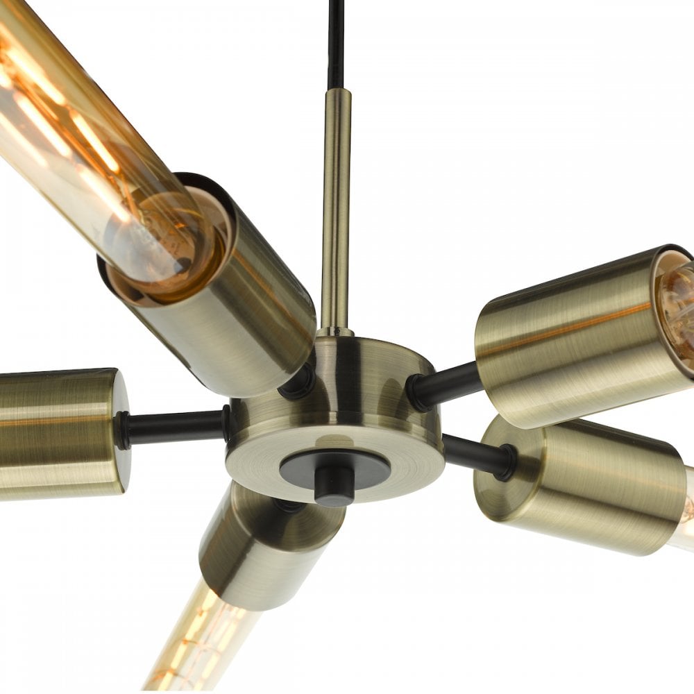 Onika Modern 5 Light Ceiling Pendant In Antique Brass And Matt Black Finish ONI0575